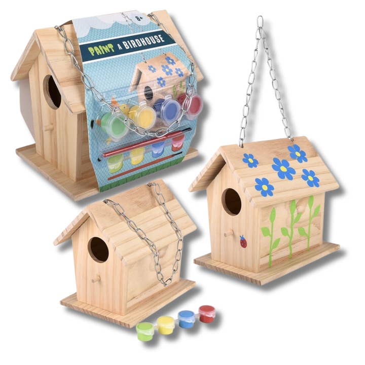 Kreativt malet fuglehus til børn for engroshandel hos Happy PoP