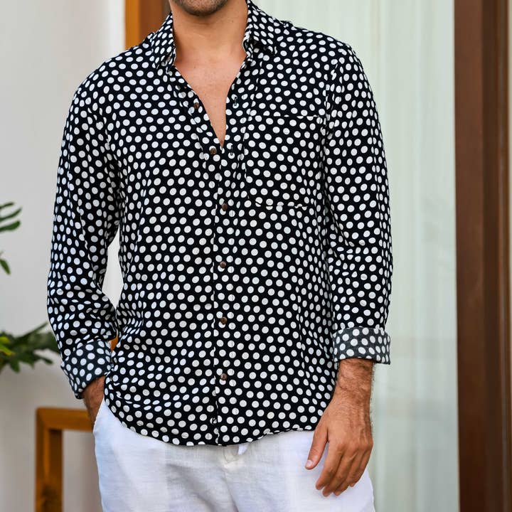 White The Drippin' Dots - Long Sleeve Shirt for wholesale on Faire