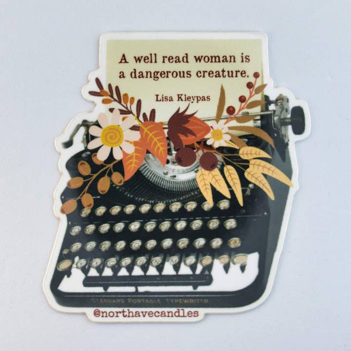Book Themed Sticker / Floral Typewriter / Kleypas for wholesale by North Ave Candles