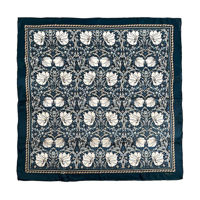 Koustrupco – Großhandel Schal – Damen – Seidenschal - Morris Pimpernel Blau - 50 x 50 cm4