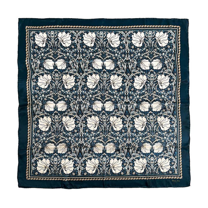 Koustrupco – Großhandel Schal – Damen – Seidenschal - Morris Pimpernel Blau - 50 x 50 cm4
