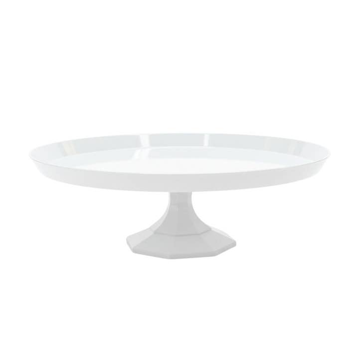White Plastic Cake Tray with Stand (1 Count) for wholesale by Posh Setting