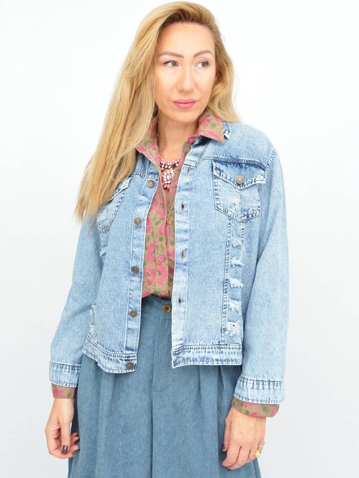 Light blue denim jacket for wholesale by Kalimera Clothing Athens