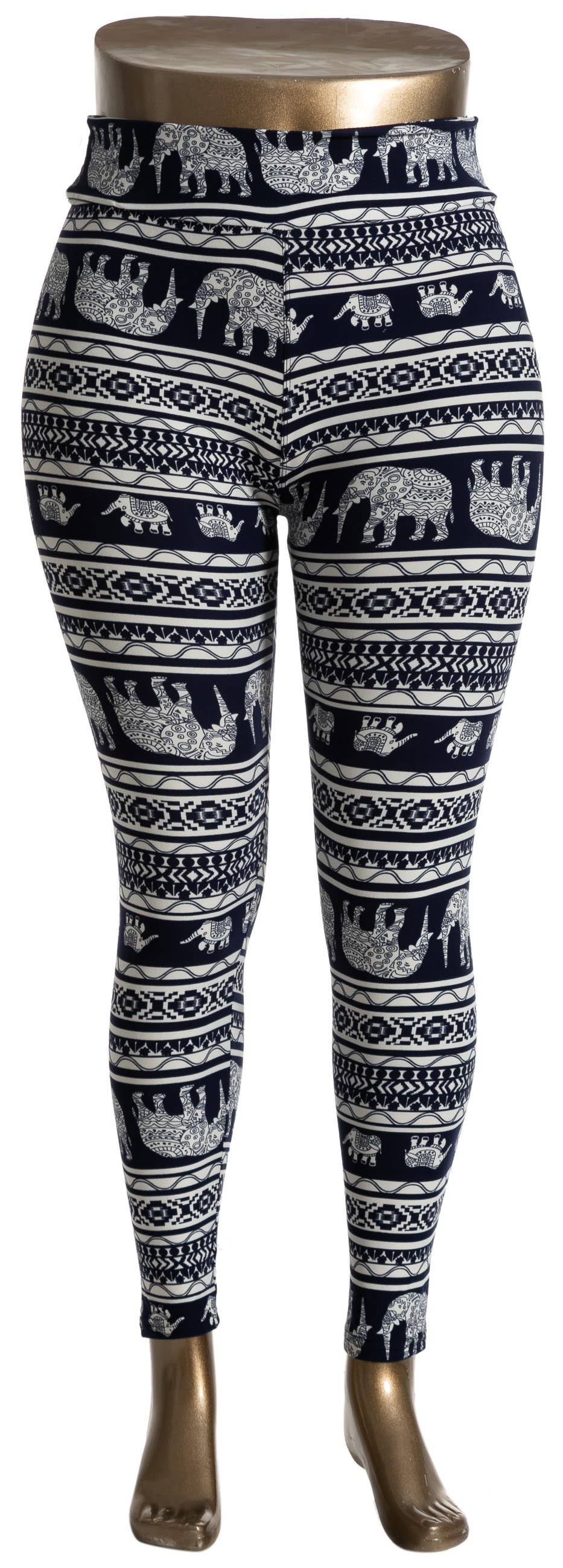 Imagine Imports - Wholesale Fashion Leggings - Women's - Black & White Elephant print: LGPP-1110