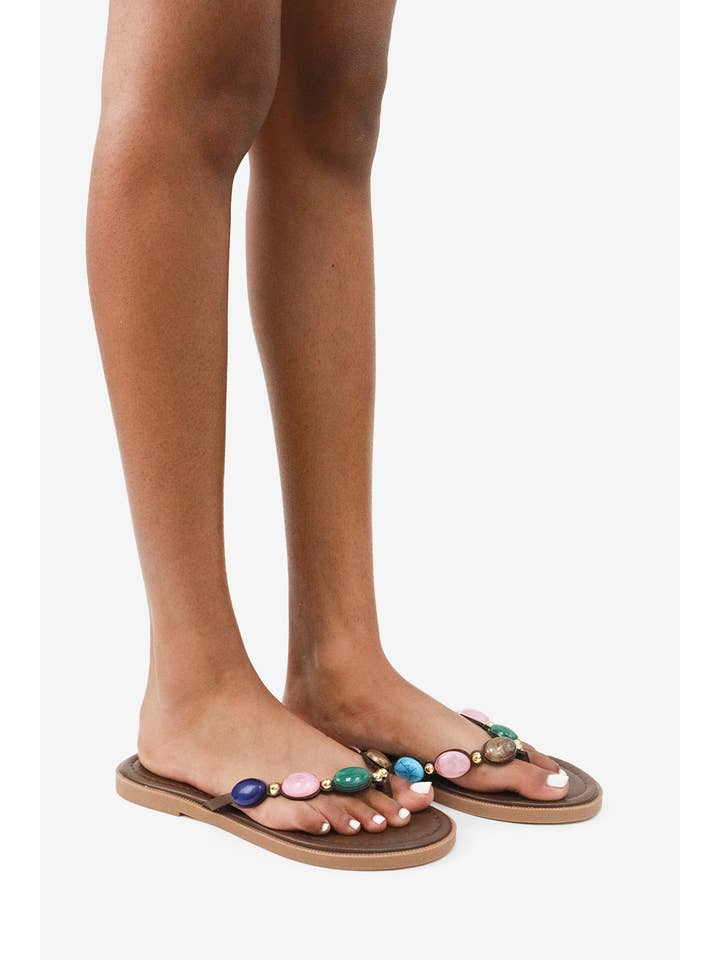 Lemonade Shoes - Vendita all'ingrosso Sandali - Donna - FANTINE - SANDALO INFRADITO CON PERLINE RESORT '268