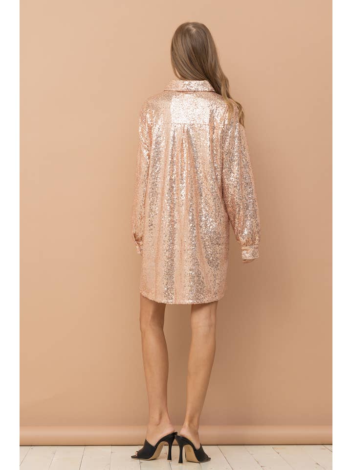 Blue B - Wholesale Jurk - Dames - 32404D - Mini glitterjurk met pailletten en knoopsluiting4