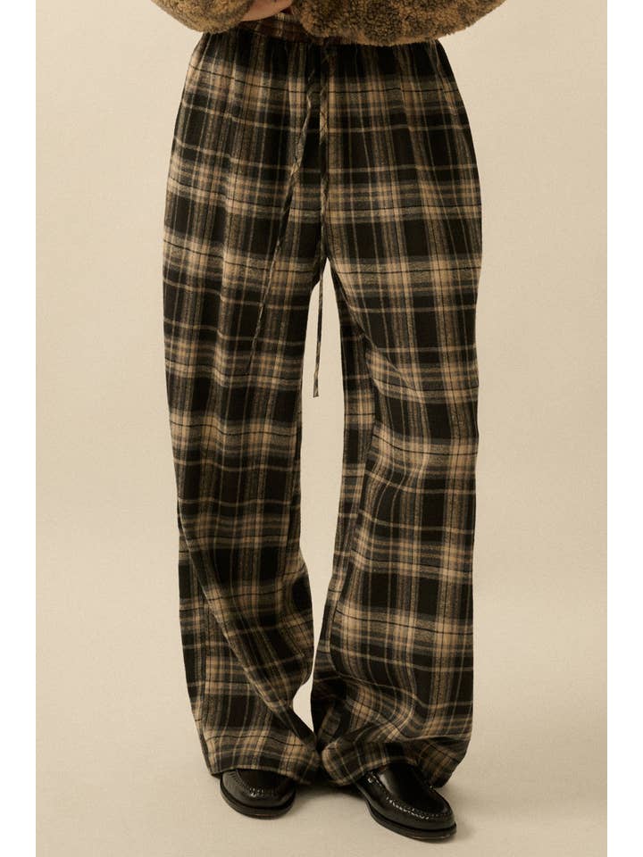 Promesa USA - Wholesale Pants - Women's - Plaid Flannel Wide-Leg Drawstring Pants4