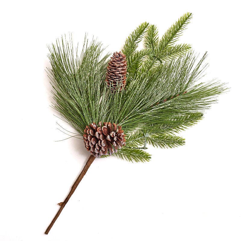 Factory Direct Craft - Wholesale Artificial Christmas Tree - 12" Snowy Pine and Cones Christmas Floral Stem3
