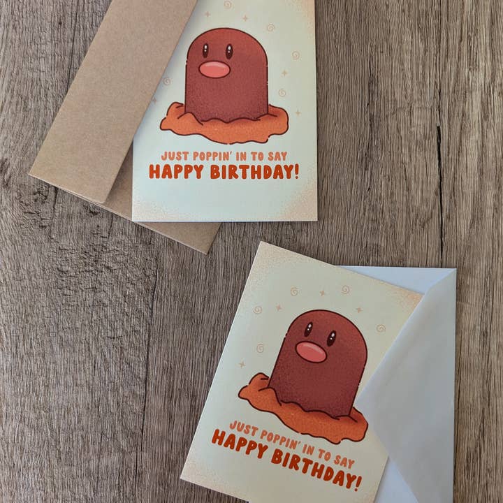 Sadsquatch - Vendita all'ingrosso Biglietti di auguri - Scheda Nintendo per videogioco Pokémon Diglett Happy Birthday