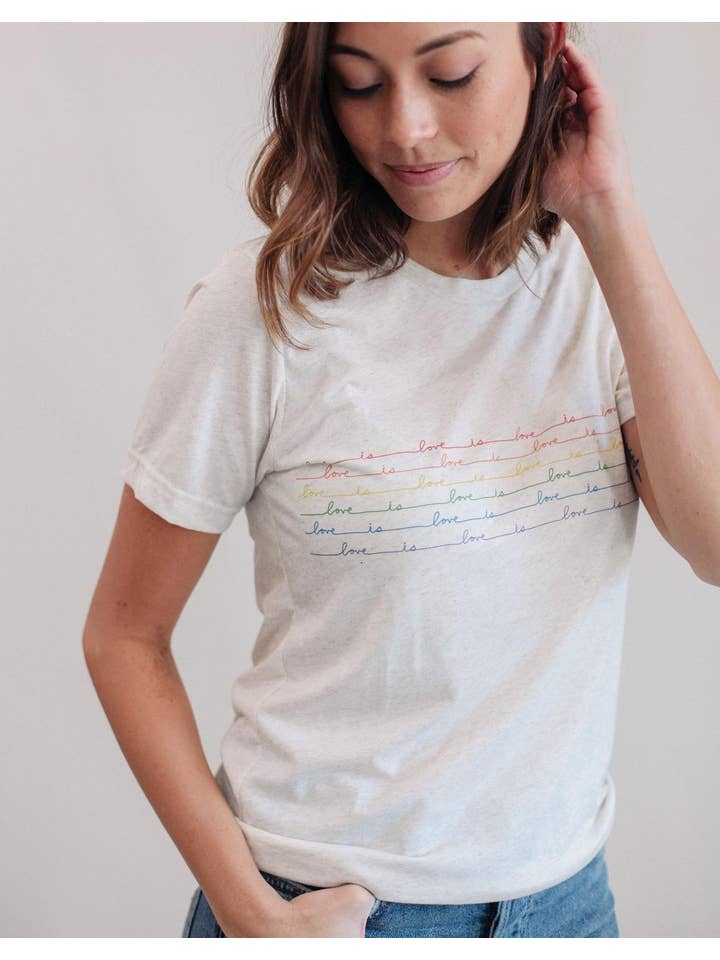 Love is Love Oatmeal T-Shirt for wholesale on Faire
