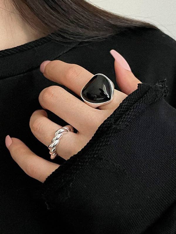 BLACK Adjustable Heart Shape Rings Accessories for wholesale on Faire1