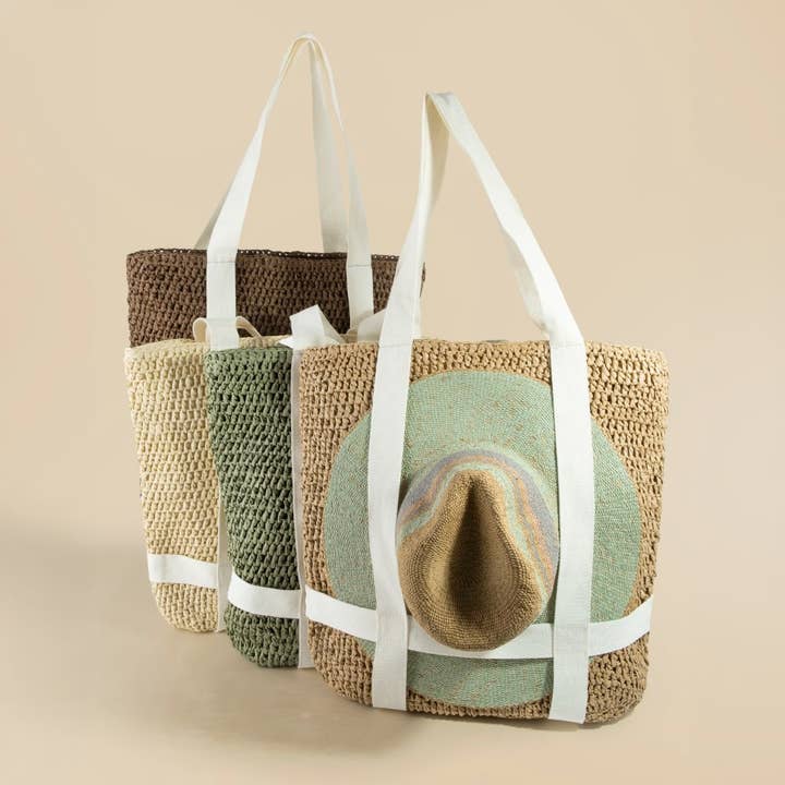 Straw Braided Hat Carrier Tote Bag for wholesale by Anarchy Street
