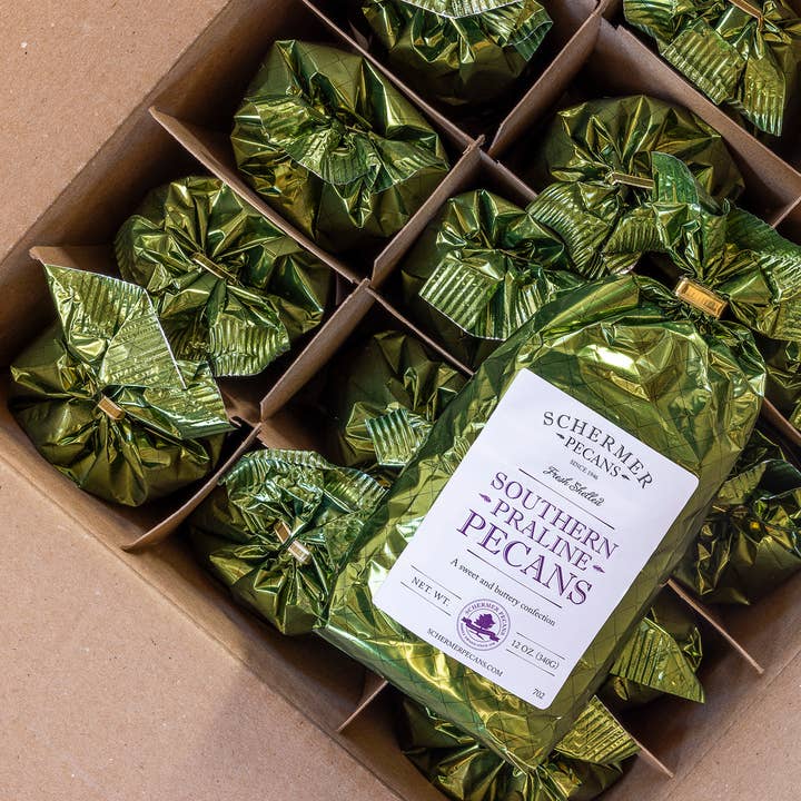 Schermer Pecans - Wholesale Nuts - SOUTHERN PRALINE PECANS - Georgia Grown - 12 Foil Bags/Case 4