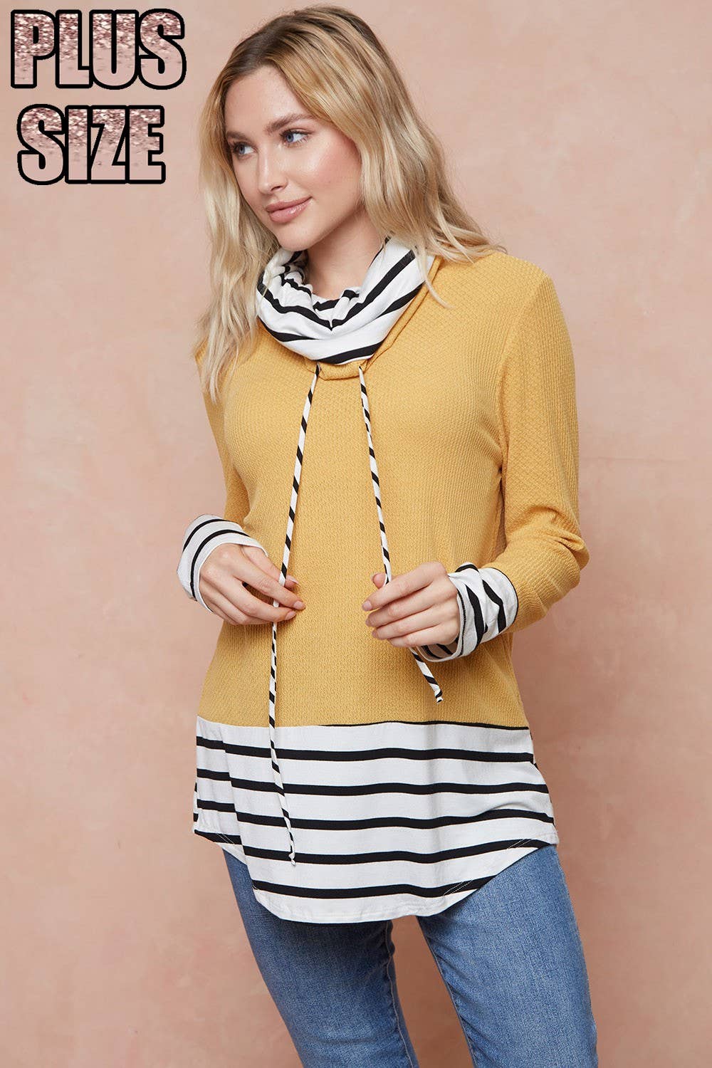 lovely melody – Großhandel Sweatshirt – Damen – LMT2836PL-PLUS SIZE MUST HAVE SOLIDE KAPUZENPULLOVER TUNIKA0