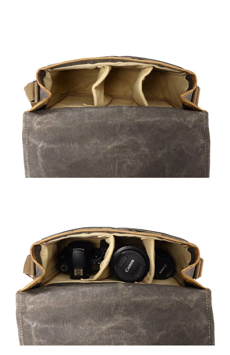 RockCow Leather Studio - Wholesale Crossbody Bag - Unisex - Photographic Hunter Camera Bag Canvas DSLR Camera Bag Vintage Crossbody Messenger Bag 88167