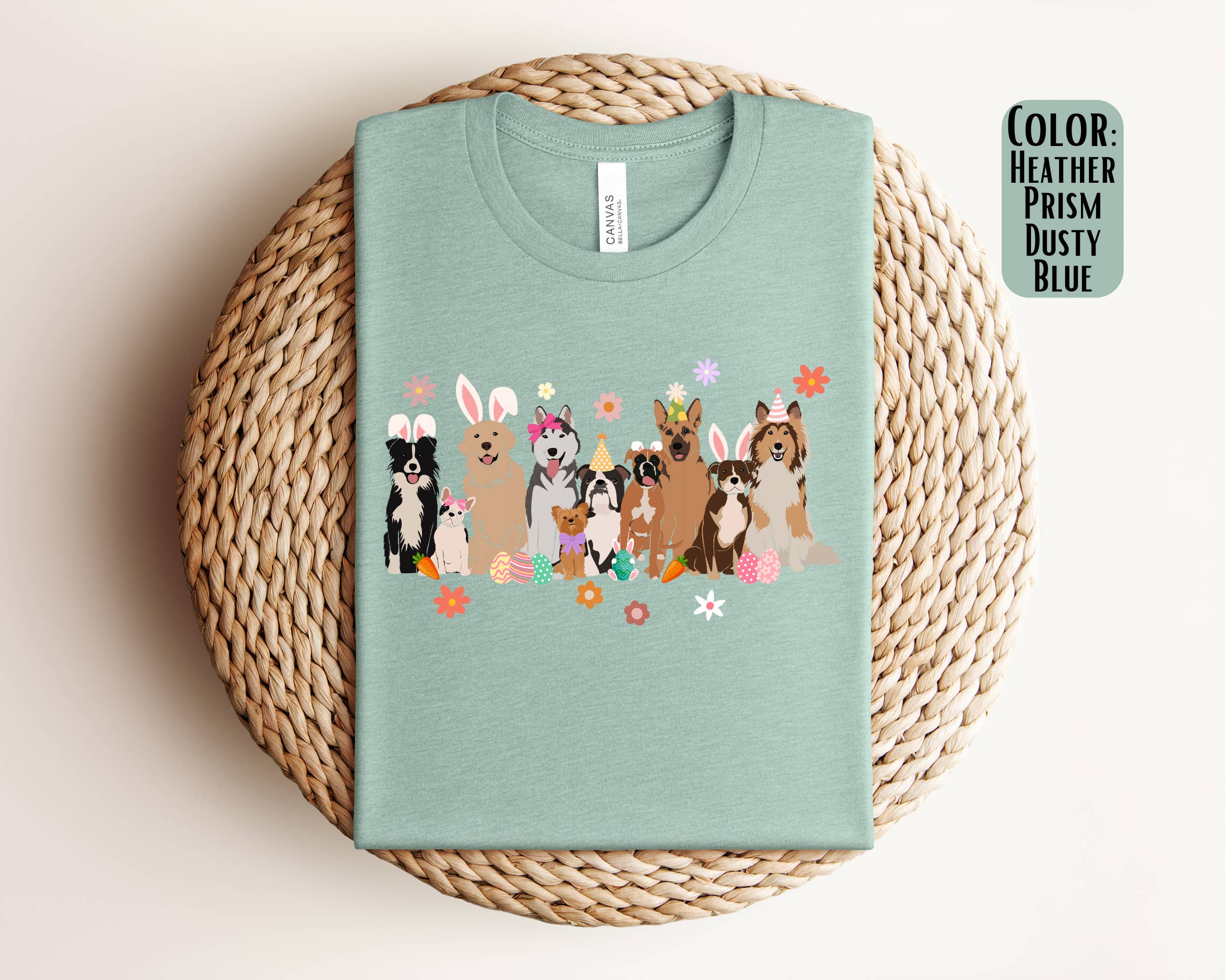 The Shirt Company - Wholesale T-Shirt (Graphic) - Women's - Easter Dogs Shirt - Dog Easter Shirt