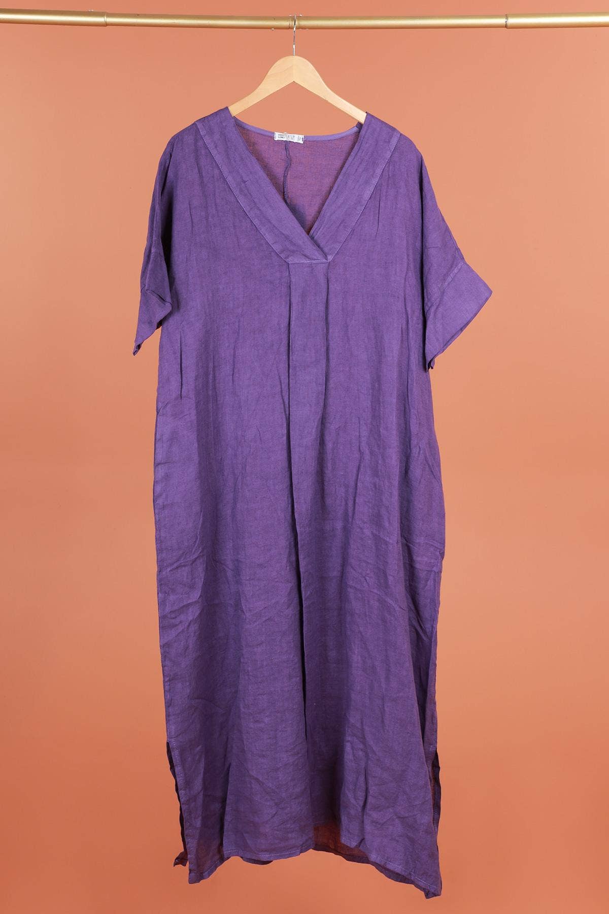 la maison des fibres naturelles - Wholesale Dress - Women's - Long dress v-neck 62733 100% linen5