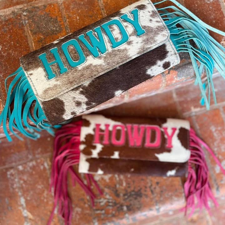 "Howdy" Cowhide Bag and other Purchase Wholesale hair on hide purses. Free Returns & Net 60 Terms on Faire trending on Faire.