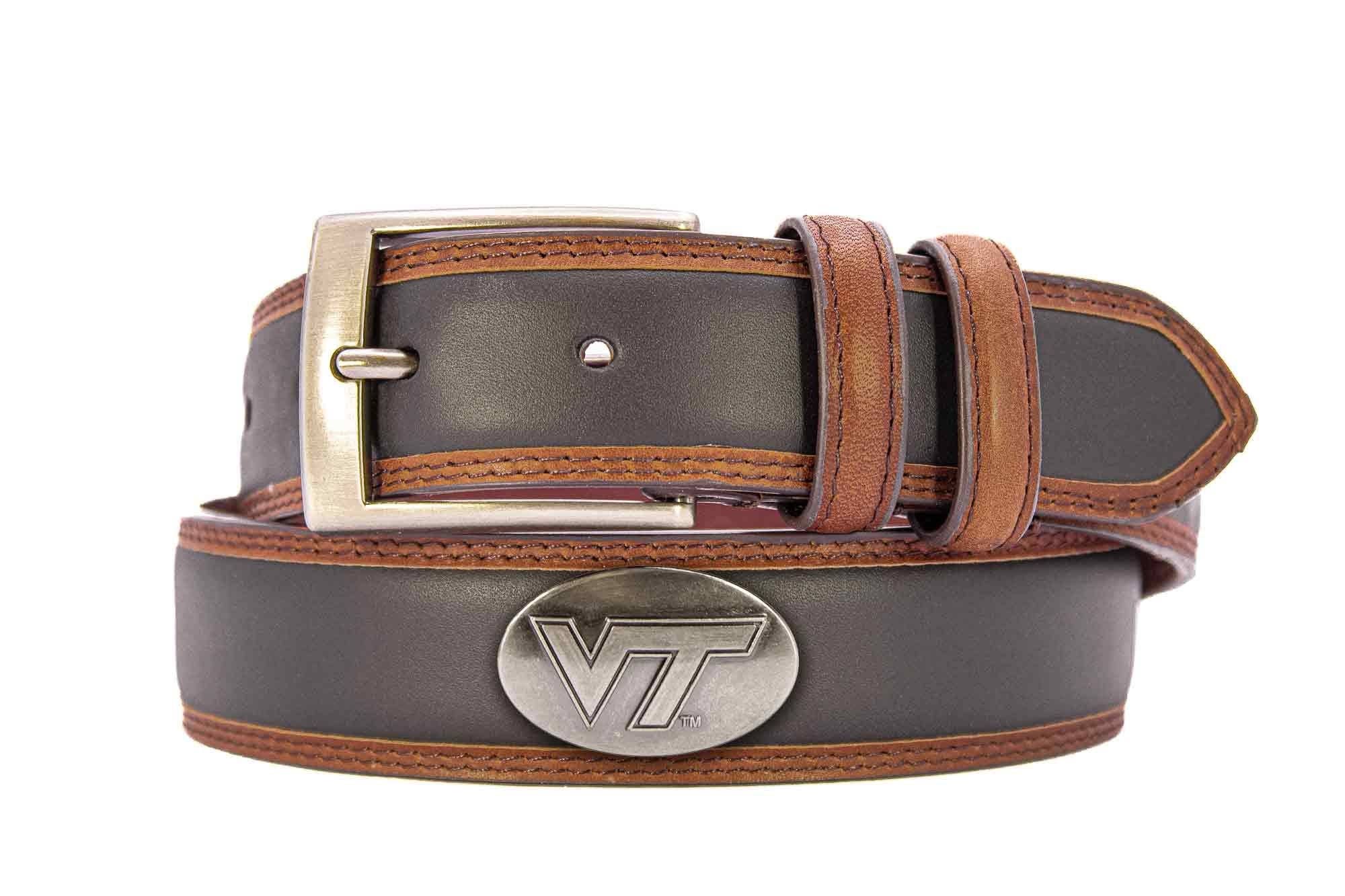 Zep-Pro - Wholesale Belt - Men's - Virginia Tech Hokies Men's Collegiate Two Tone Leather Belt.0