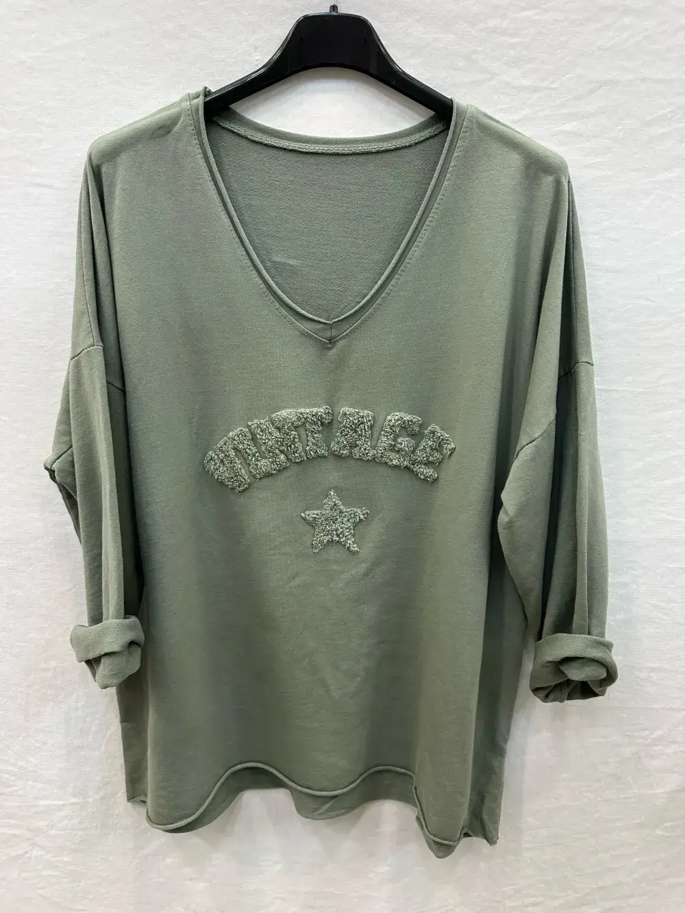 Mimi & Gogo – Großhandel Sweatshirt – Damen – Vintage Sweatshirt mit gesticktem Stern, Einheitsgröße5