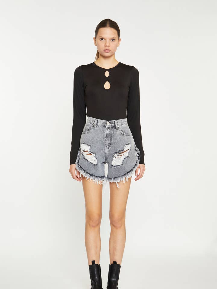 Böjd fåll sliten jeansshorts för wholesale av Glamorous (EU)