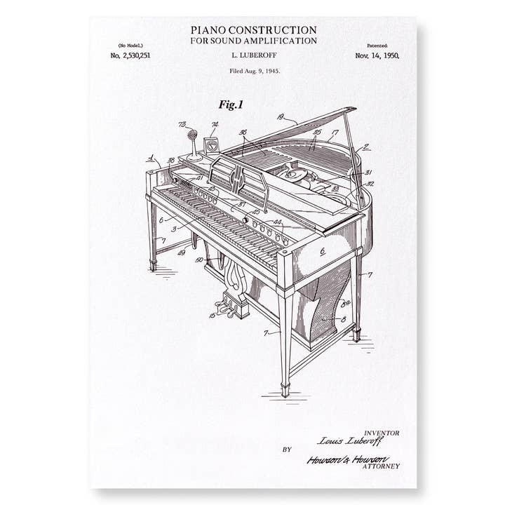 PATENT AF KLAVERKONSTRUKTION (1950): Kunsttryk for engroshandel hos Ezen Trade