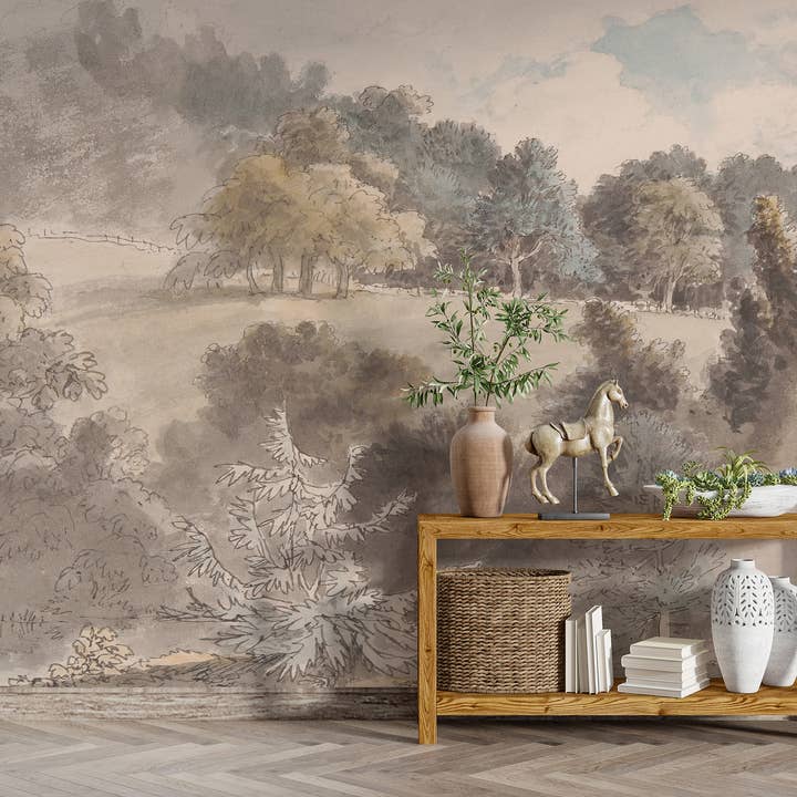 SimurgWallArts - Wholesale Wallpaper - Vintage Panoramic Forest Mural, Peel and Stick Wallpaper1