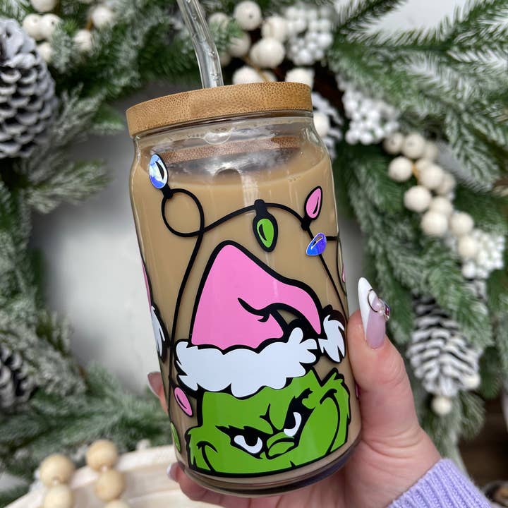Little Design Collective - Wholesale Drinking glass/cup - The Grinch Christmas Can Glass