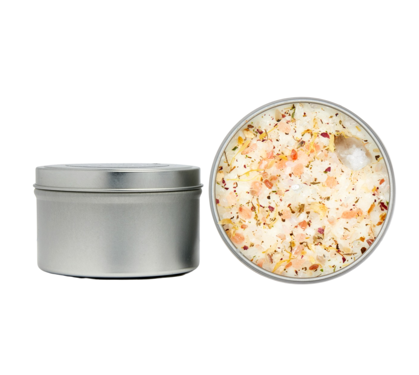 New Moon Beginnings - Wholesale Jar/Filled Candle - Good Vibes Only Candle - Herb, Flower, & Crystal Candles0