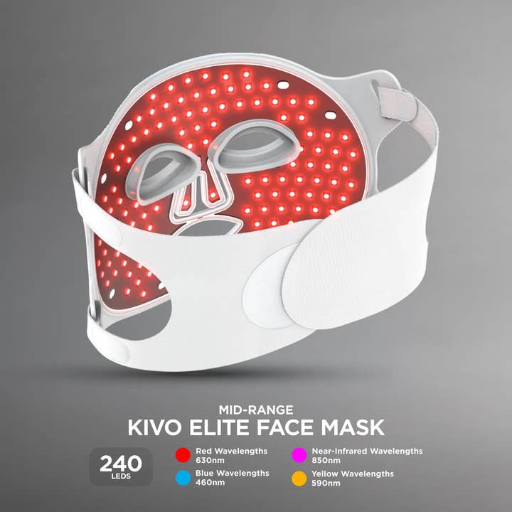 Masque facial Kivo Elite : Thérapie par lumière rouge + proche infrarouge + bleue + jaune pour la vente par Kivo Red Light Therapy