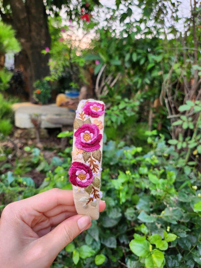 Quince Fables - Wholesale Haarband - Dames - 3D Geborduurde Bloemen Haarband, Brianna Collectie ✅5