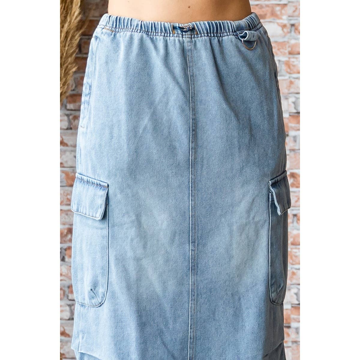 Med Wash Denim Cargo Full Long Skirt for wholesale on Faire6
