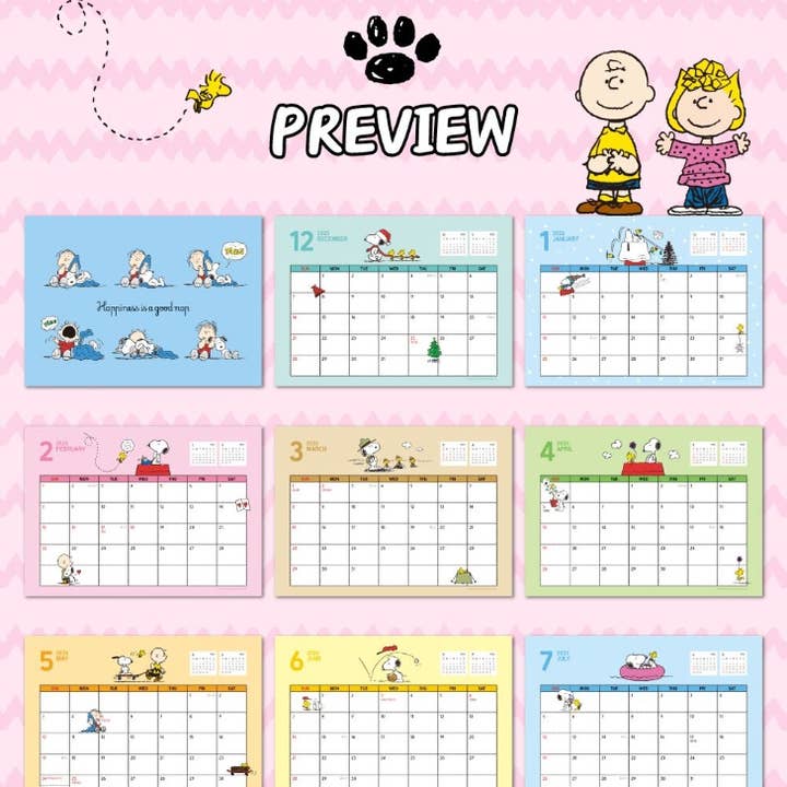 K-Wonderland - Wholesale Calendar - PEANUTS Snoopy 2026 Desk Calendar with deco stickers6