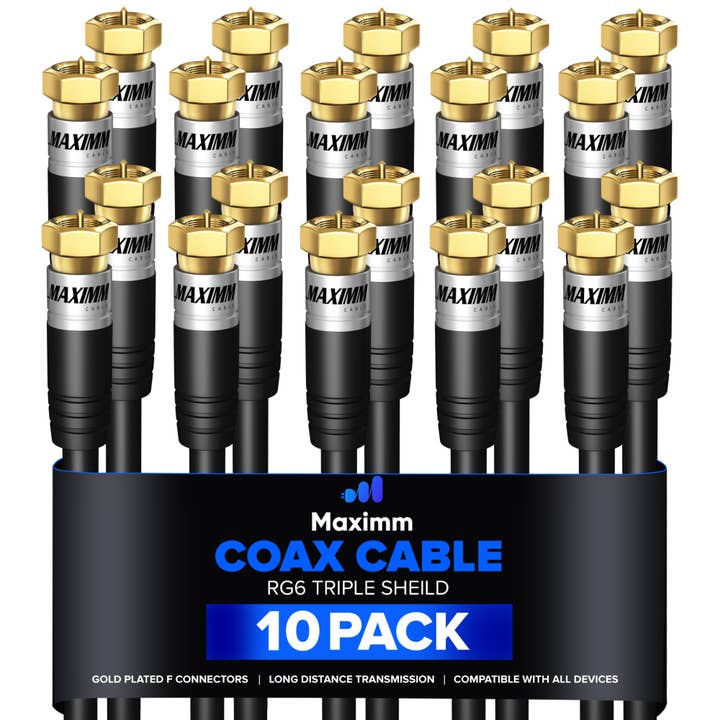 Coaxial Cable Trishield Straight to Straight End 10 Pack for wholesale by Maximm Cable