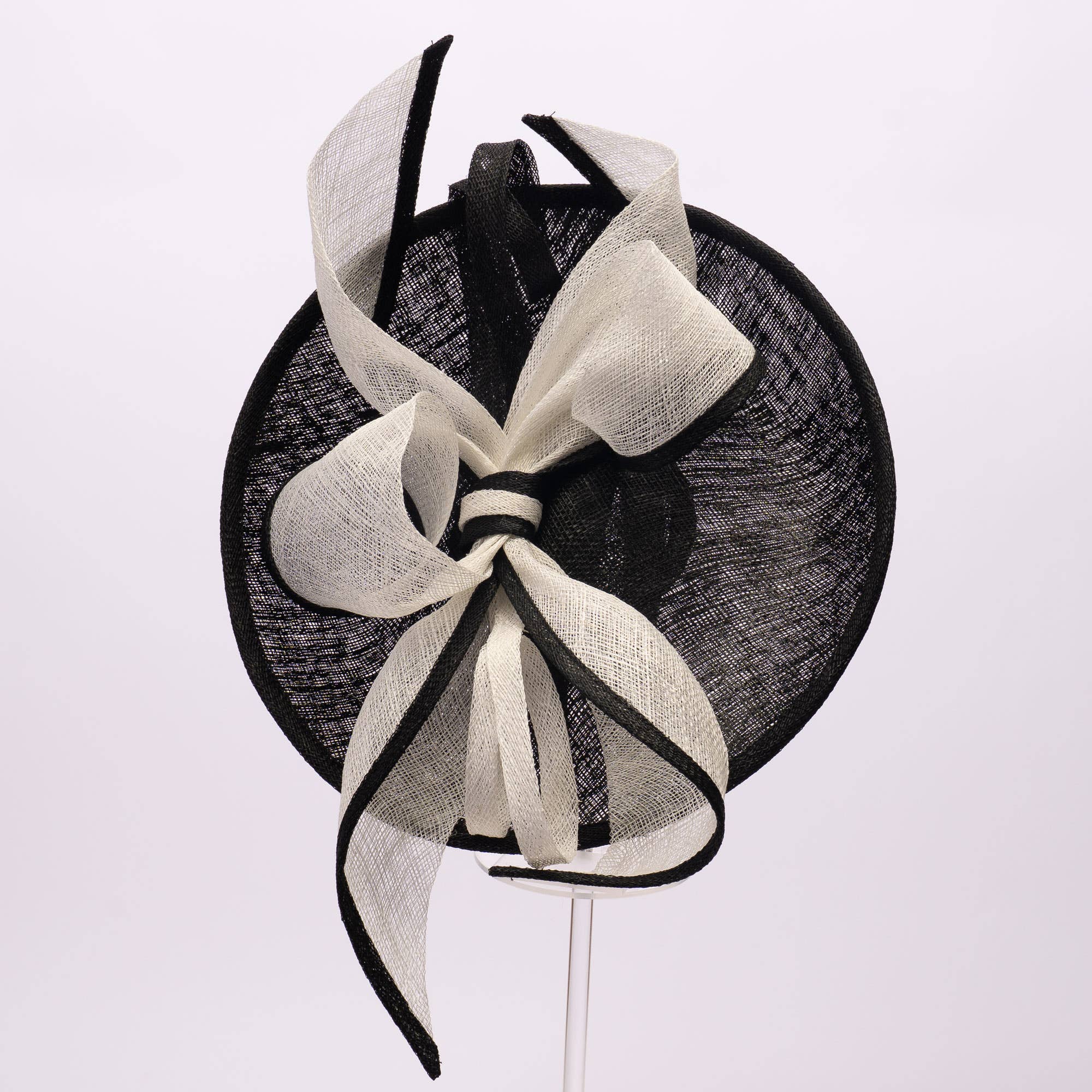 KaKyCo - Wholesale Fascinator Hat - Women's - Two Tone Bow On Top Of Sinamay Saucer Fascinator | 1020836