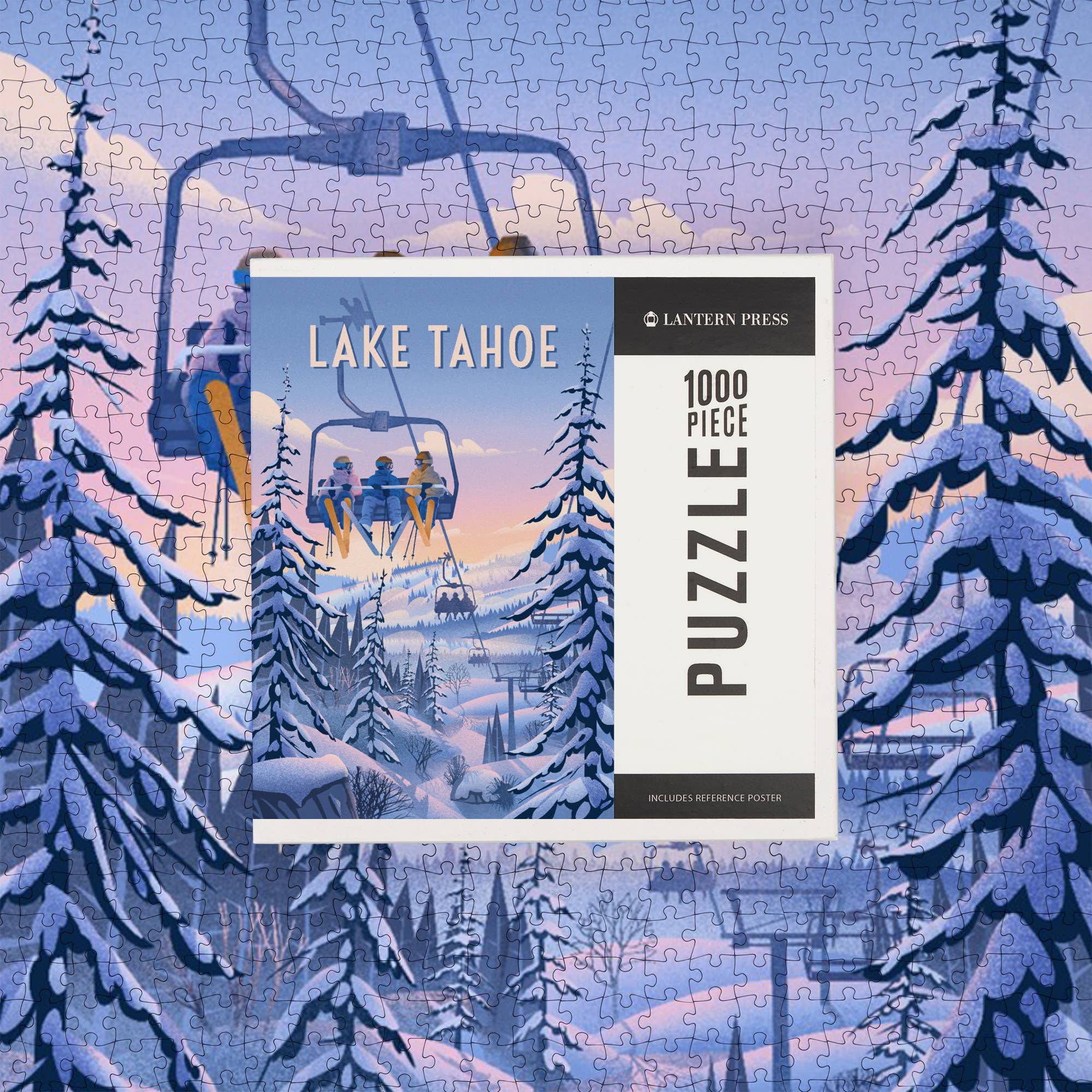 Lantern Press - Wholesale Puzzle - Adult - 1000 PIECE PUZZLE Lake Tahoe, Chill on the Uphill Ski Lift6