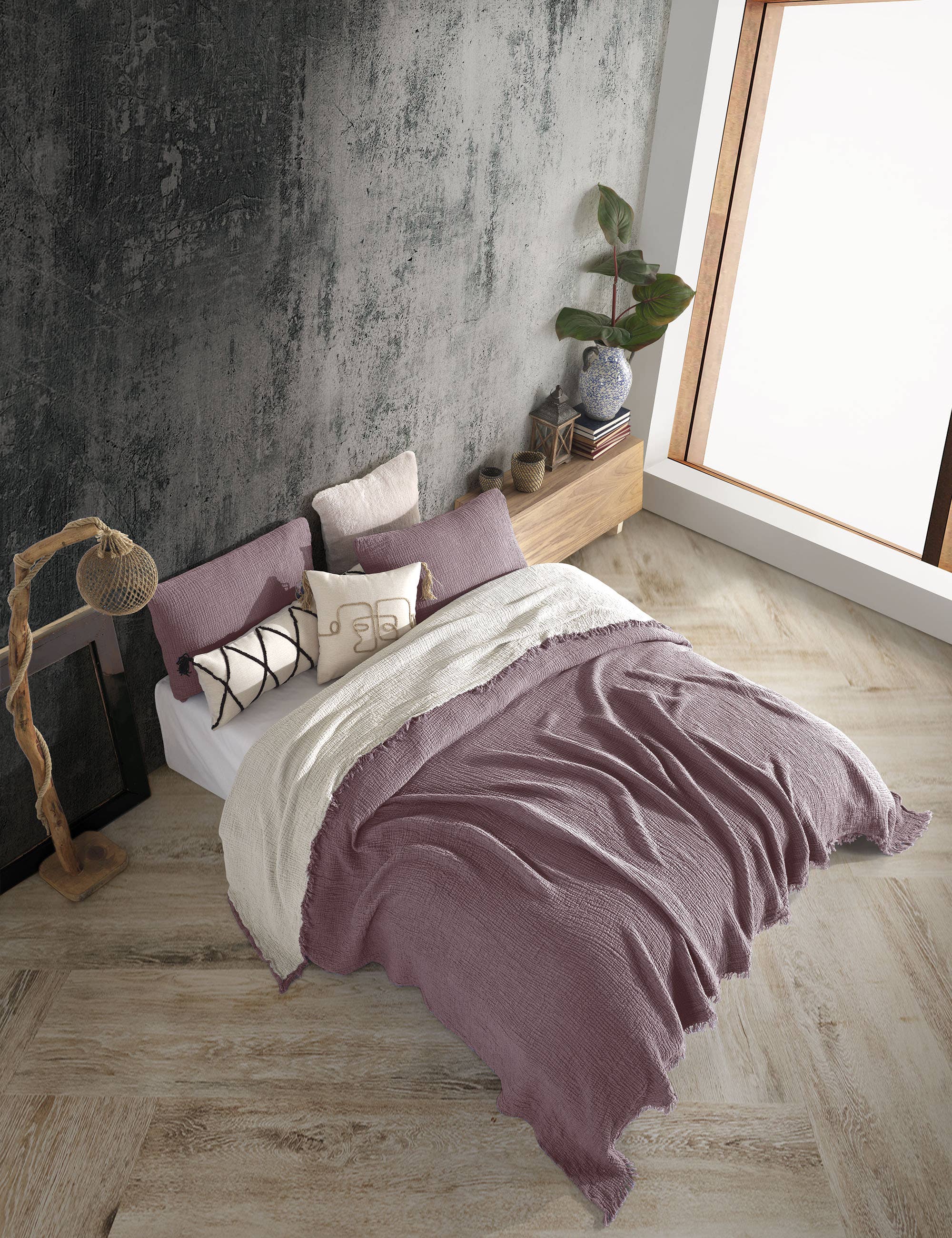 destinyhometex - Wholesale Throw Blanket - Purple color 4 layer gauze throw35