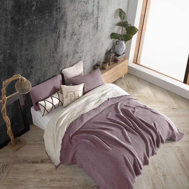 destinyhometex - Wholesale Throw Blanket - Purple color 4 layer gauze throw35