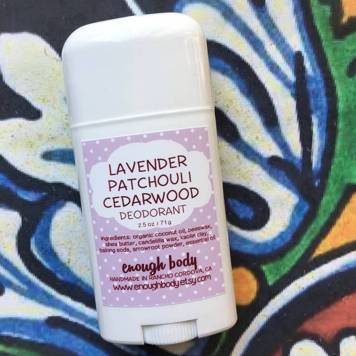 Lavender Patchouli Cedarwood Natural Deodorant Stick for wholesale by Enough Body