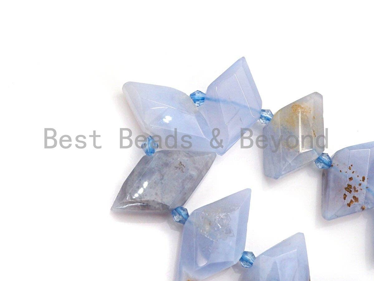 BestBeads&Beyond - Wholesale Beads - High Quality Natural Blue Chalcedony Horse Eye Shape Beads, Natural Chalcedony beads, 16x30mm, sku#U6693