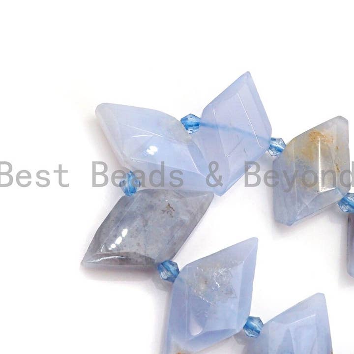 BestBeads&Beyond - Wholesale Kralen - Hoge kwaliteit natuurlijke blauwe chalcedoon paardenoogvorm kralen, natuurlijke chalcedoon kralen, 16x30mm, sku #U6693