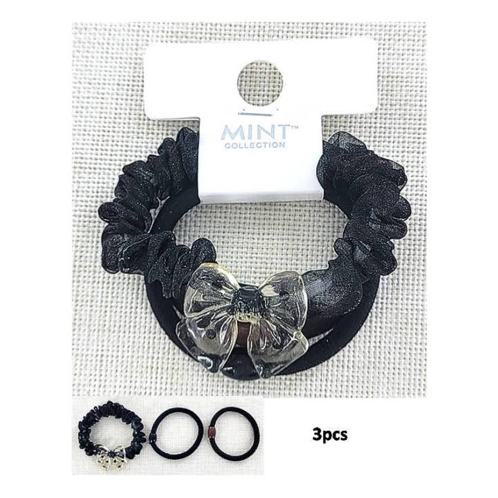 Atlas Fashion - Wholesale Hair Tie - Assorted Hair Tie 3 Pce Set