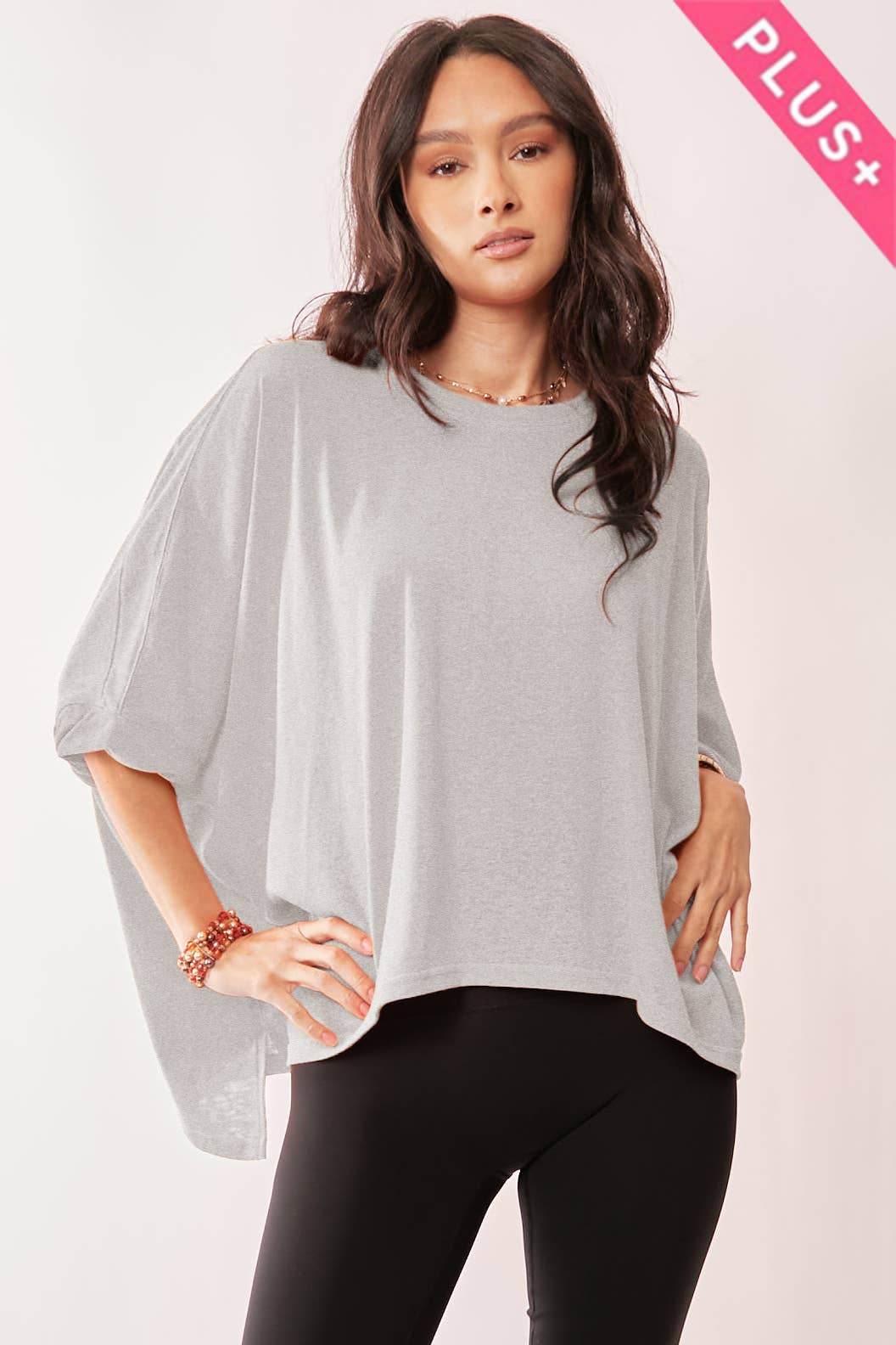 Davi & Dani - Wholesale Lounge Top - Women's - PLUS DROP SHOULDERS BATWING SLEEVE SIDE SLIT TOP8