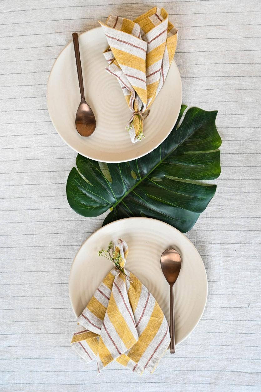 Live Linen - Vente Serviettes de table en tissu - Serviette en lin Segue – Rayures teintes en fil fait main1