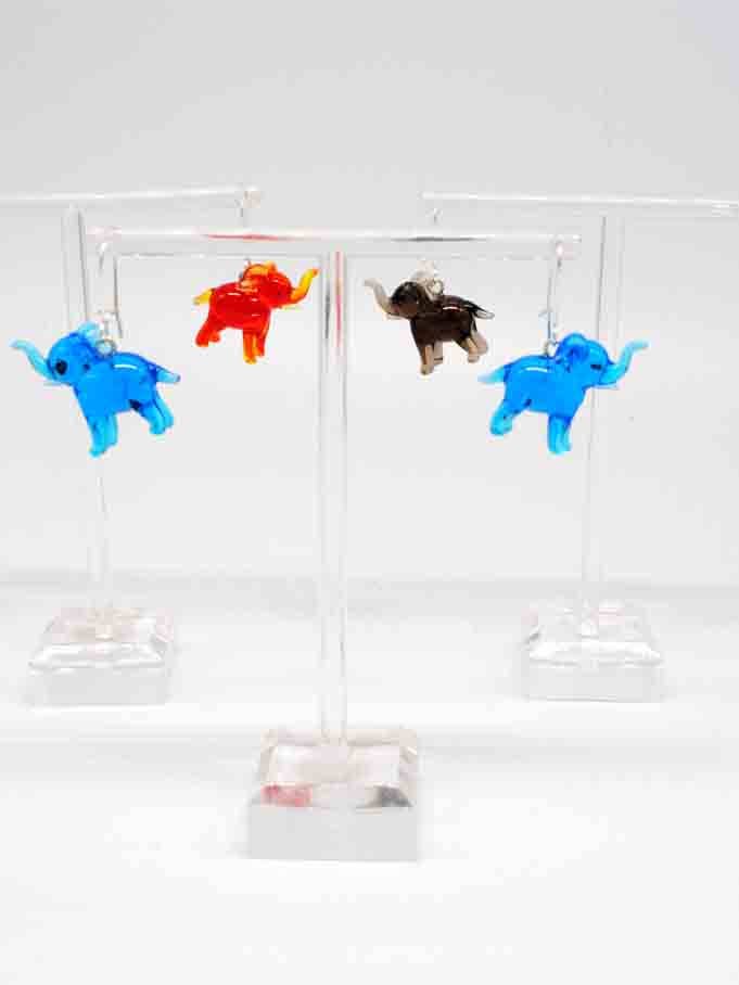 Elephant Earrings for wholesale by WGK Glass Art Inc
