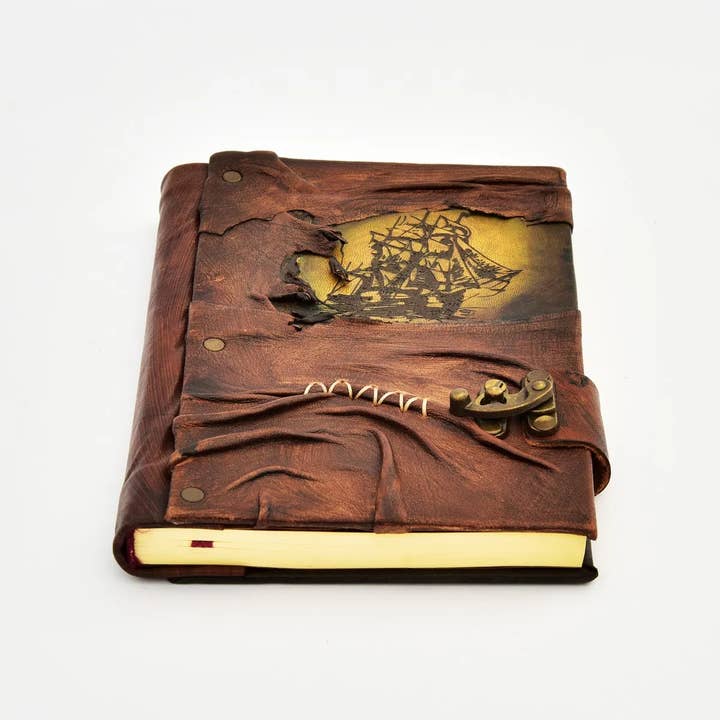 ML Marcaleather - Vente Journal intime - Carnet de bord en cuir en lambeaux, carnet de notes, stylo gratuit1