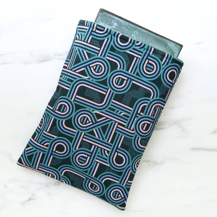 lignes rétro - pochette rembourrée pour livre, pochette à livre pour la vente par pillowhead designs