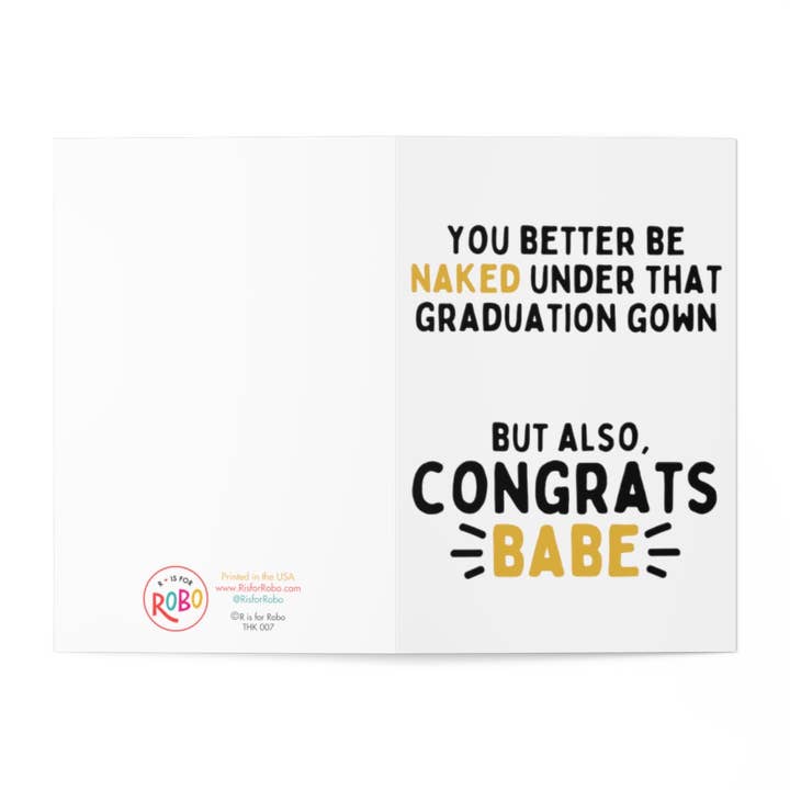 R is for Robo - Wholesale Graduation Card - Funny Graduation Card Dirty Graduation Gifts Congrats Grad2