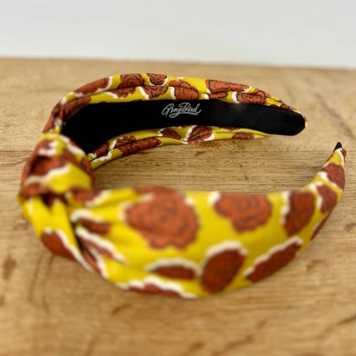 Gray Bird Label - Wholesale Fashion Headband - Women's - Classic Knot Satin Headband | Maximalist Retro Floral Boho Print