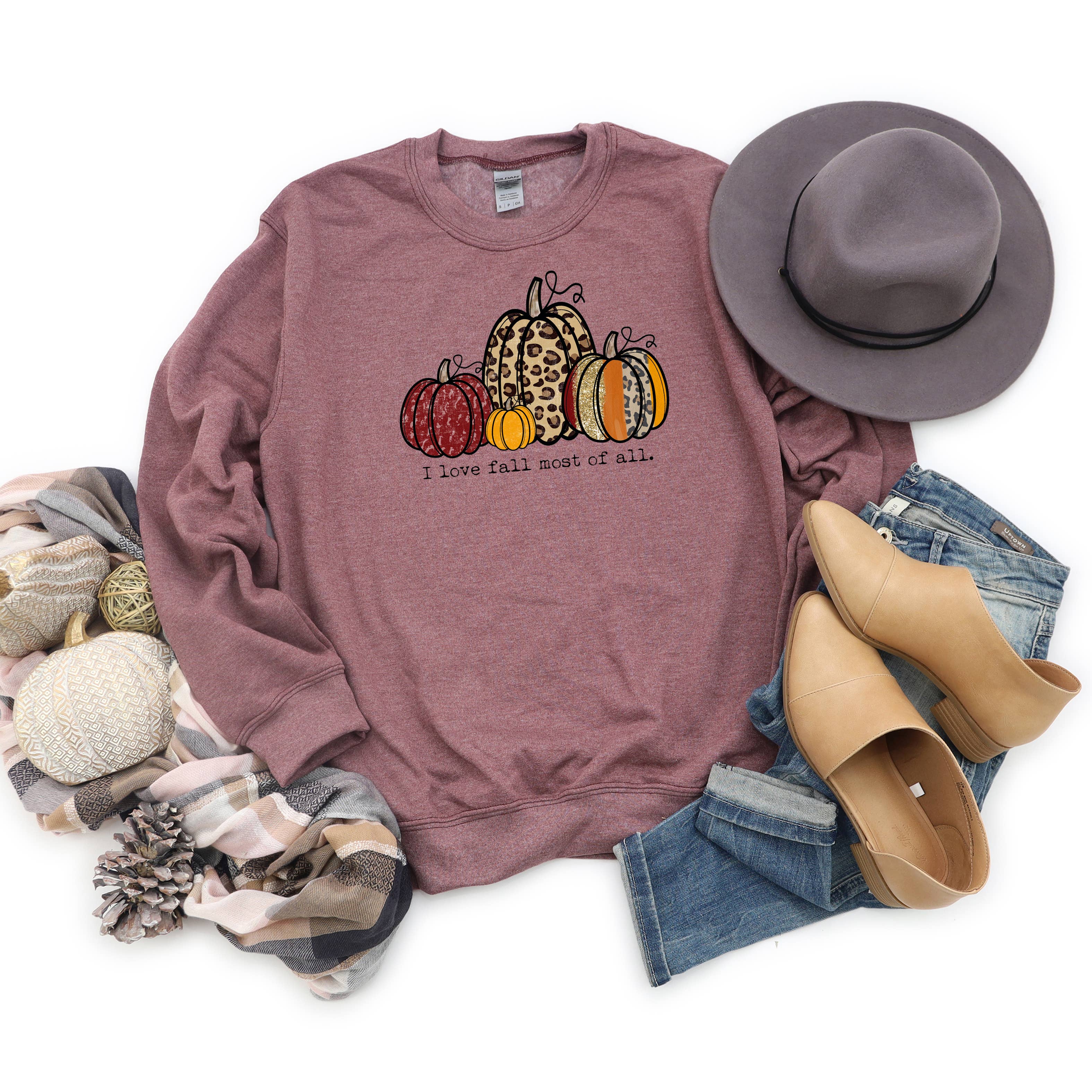 Olive And Ivory Wholesale - Vente Sweat-shirt à imprimés – femme - J'aime l'automne surtout les citrouilles | Sweatshirt2